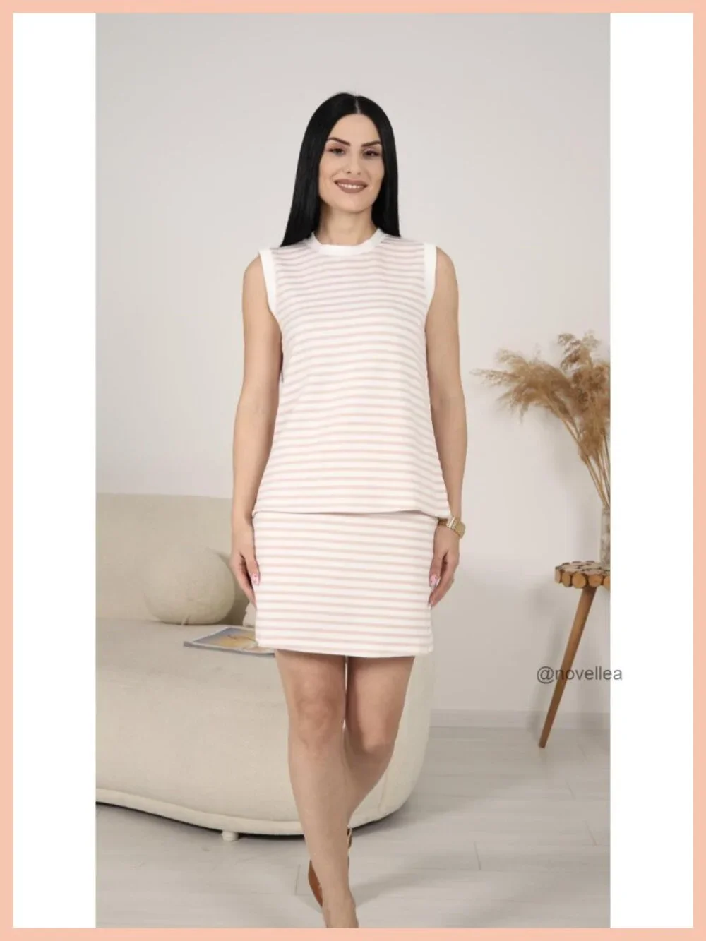 2 Piece Sleeveless Tennis Skort Set Women Striped Lightweight Skirt Set